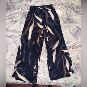 CLARA SUNWOO Navy and Beige Patterned Wide Leg Pants